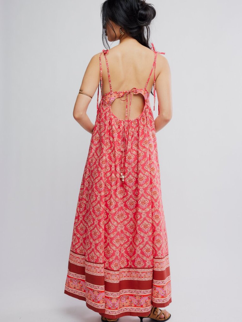 FREE PEOPLE Sorrento Stroll Printed Maxi Dress / Tart Berry Combo - Picture 3 of 5